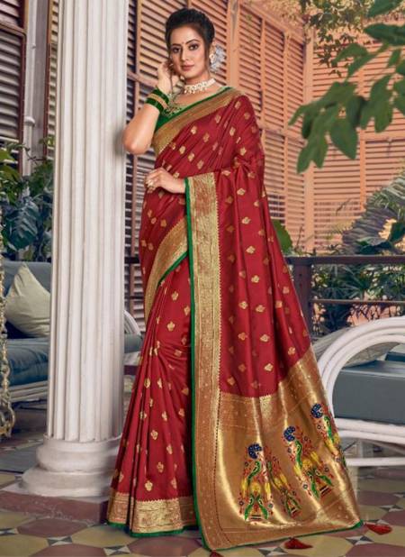 Dark Red Colour Heavy Festive Wear Silk Fancy Designer Saree Collection 4255